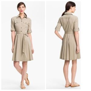 Tory Burch Blythe Poplin Khaki Tan Shirtdress Size 10